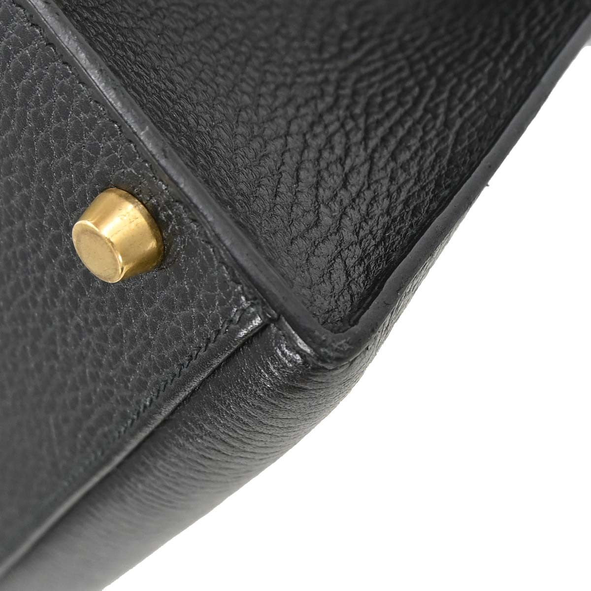 Hermes Kelly Black Ardennes With Gold Hardware Black Leather Handbag (Pre-Owned)