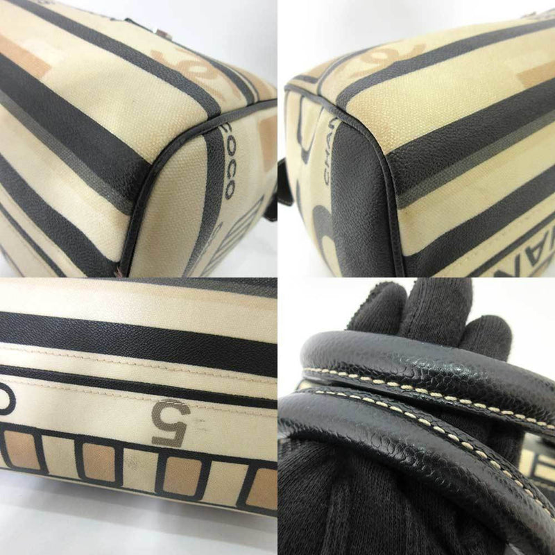 Chanel Boston Beige Canvas Handbag (Pre-Owned)