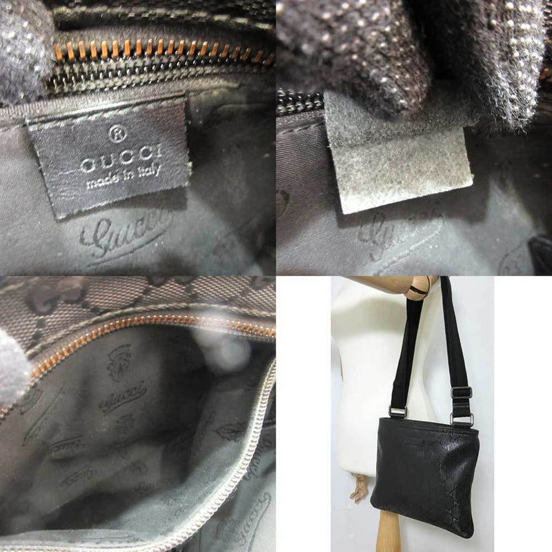 Gucci Gg Imprimé Black Canvas Shoulder Bag (Pre-Owned)