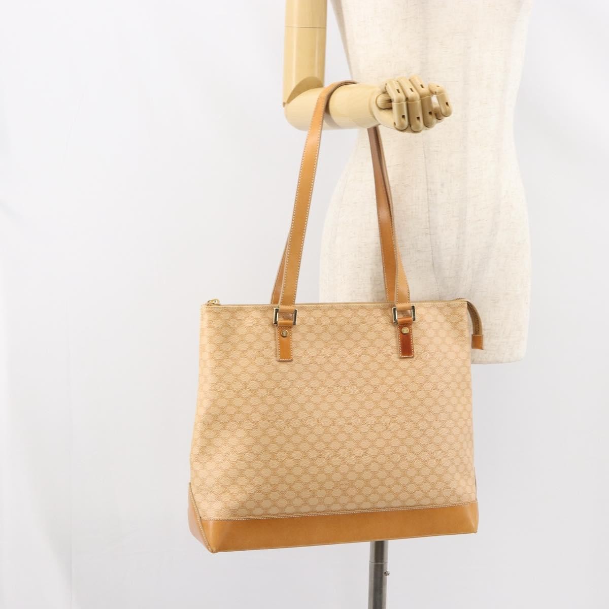 Celine Vintage Macadam Canvas And Leather Beige Canvas Tote Bag Bag (Pre-Owned)