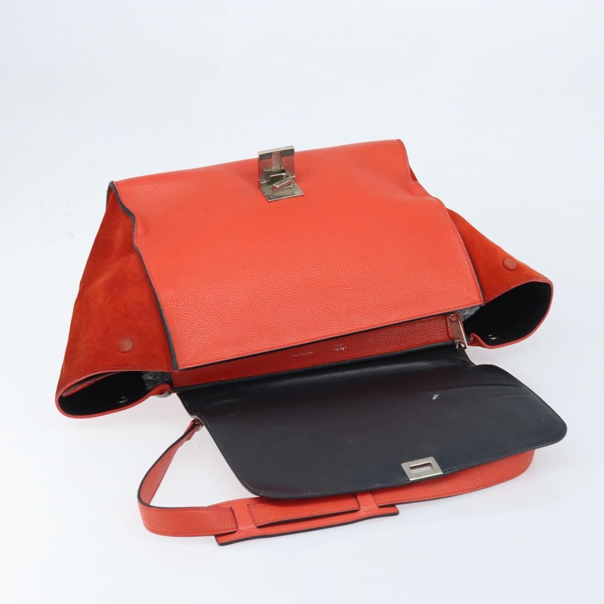 Celine Trapeze Leather With Suede Orange Leather Handbag (Pre-Owned)