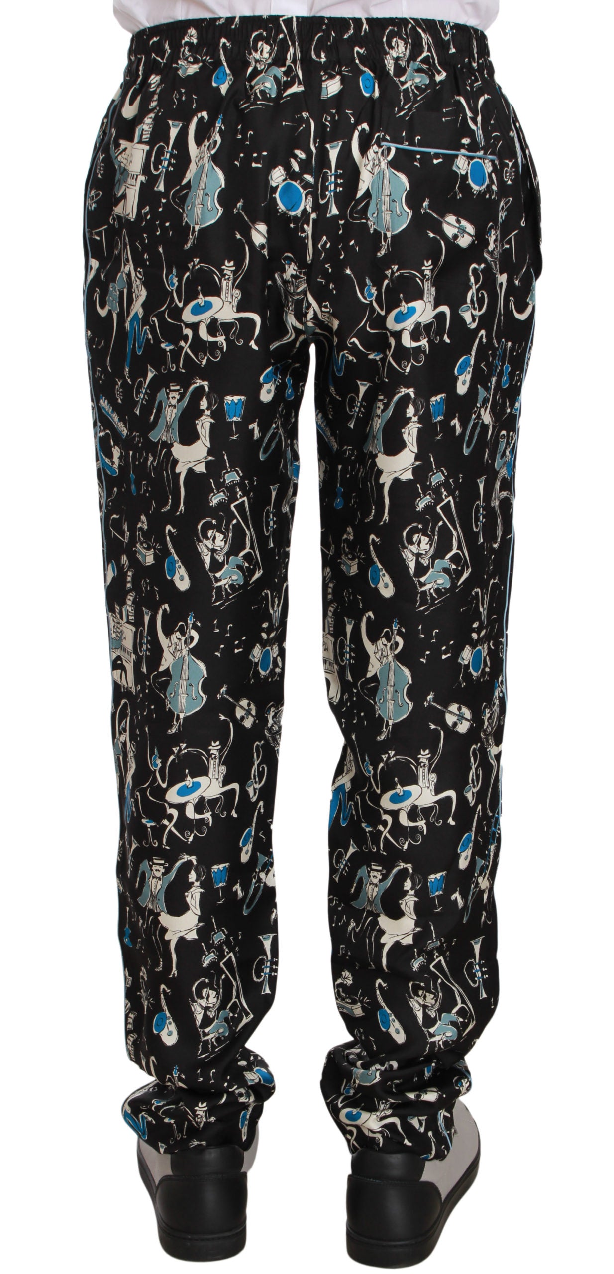 Dolce & Gabbana Black Musical Instrument Sleepwear Men's Pants