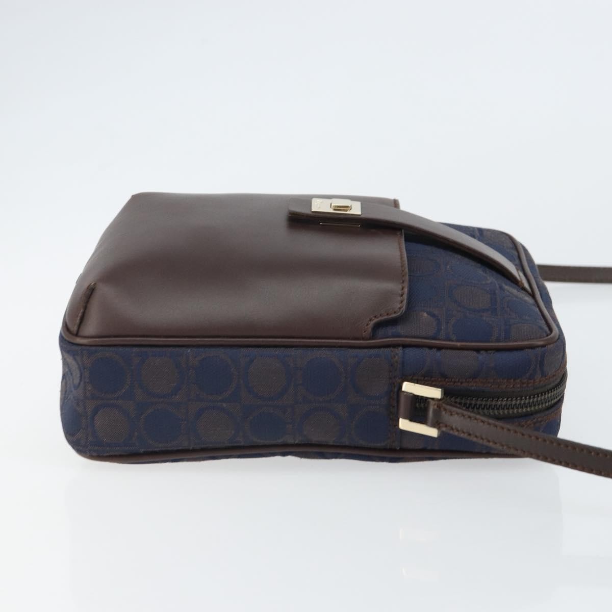 Salvatore Ferragamo Gancini Nylon Navy Nylon Shoulder Bag Bag (Pre-Owned)