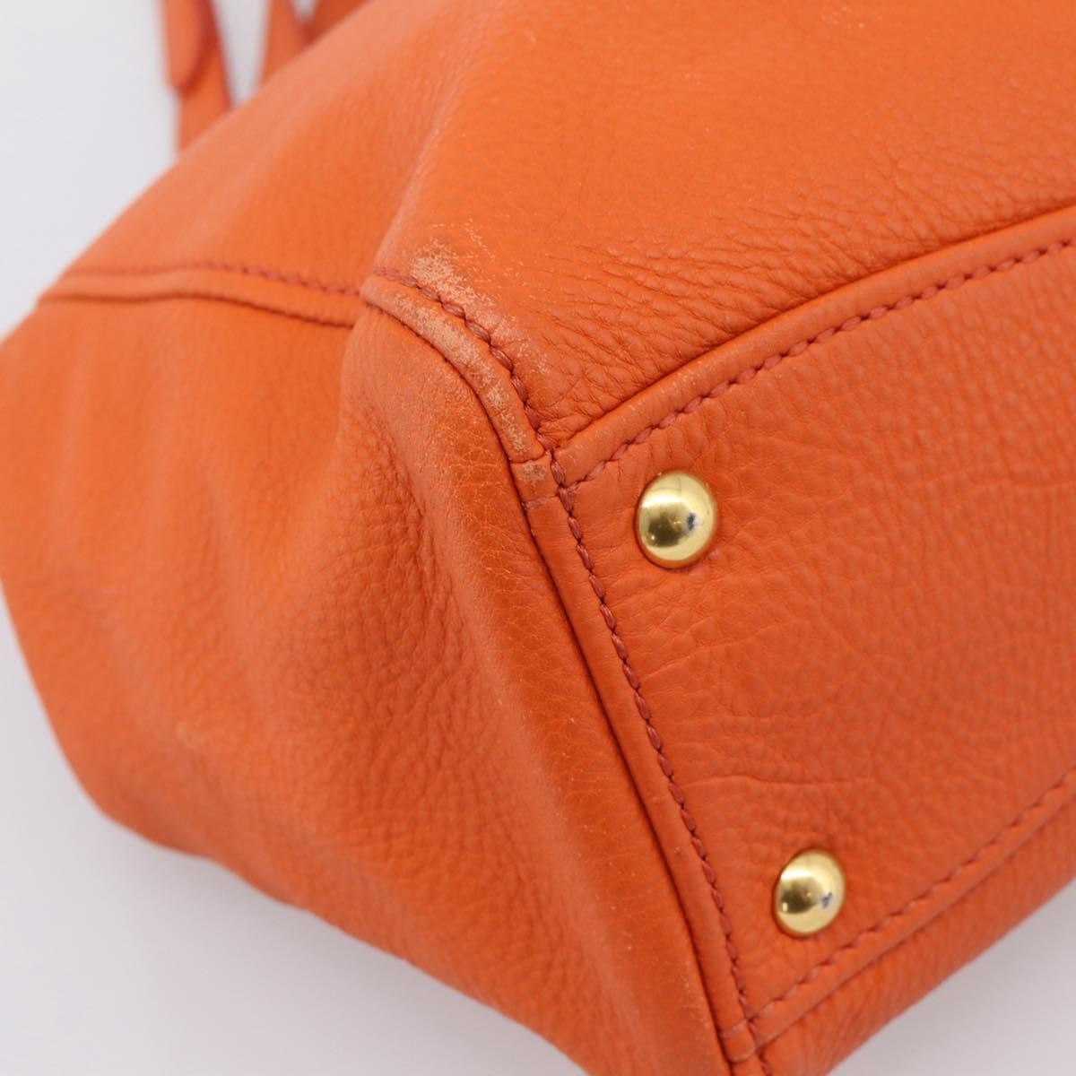 Miu Miu Caribou Convertible Tote Leather Orange Leather Handbag (Pre-Owned)