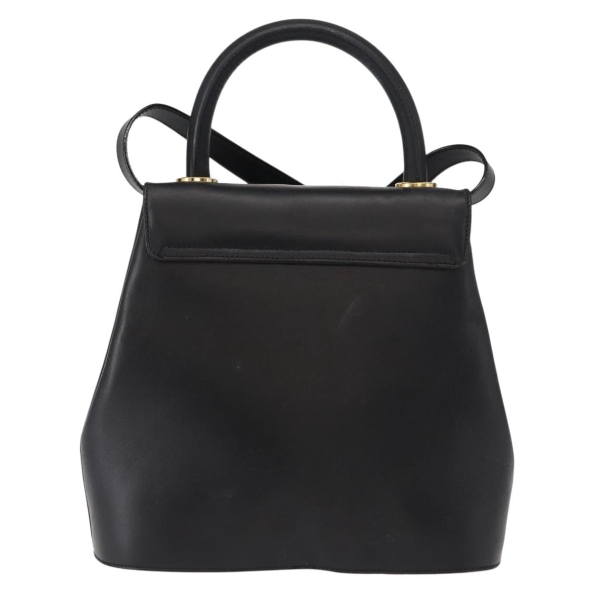 Salvatore Ferragamo Vintage Leather Black Leather Handbag (Pre-Owned)