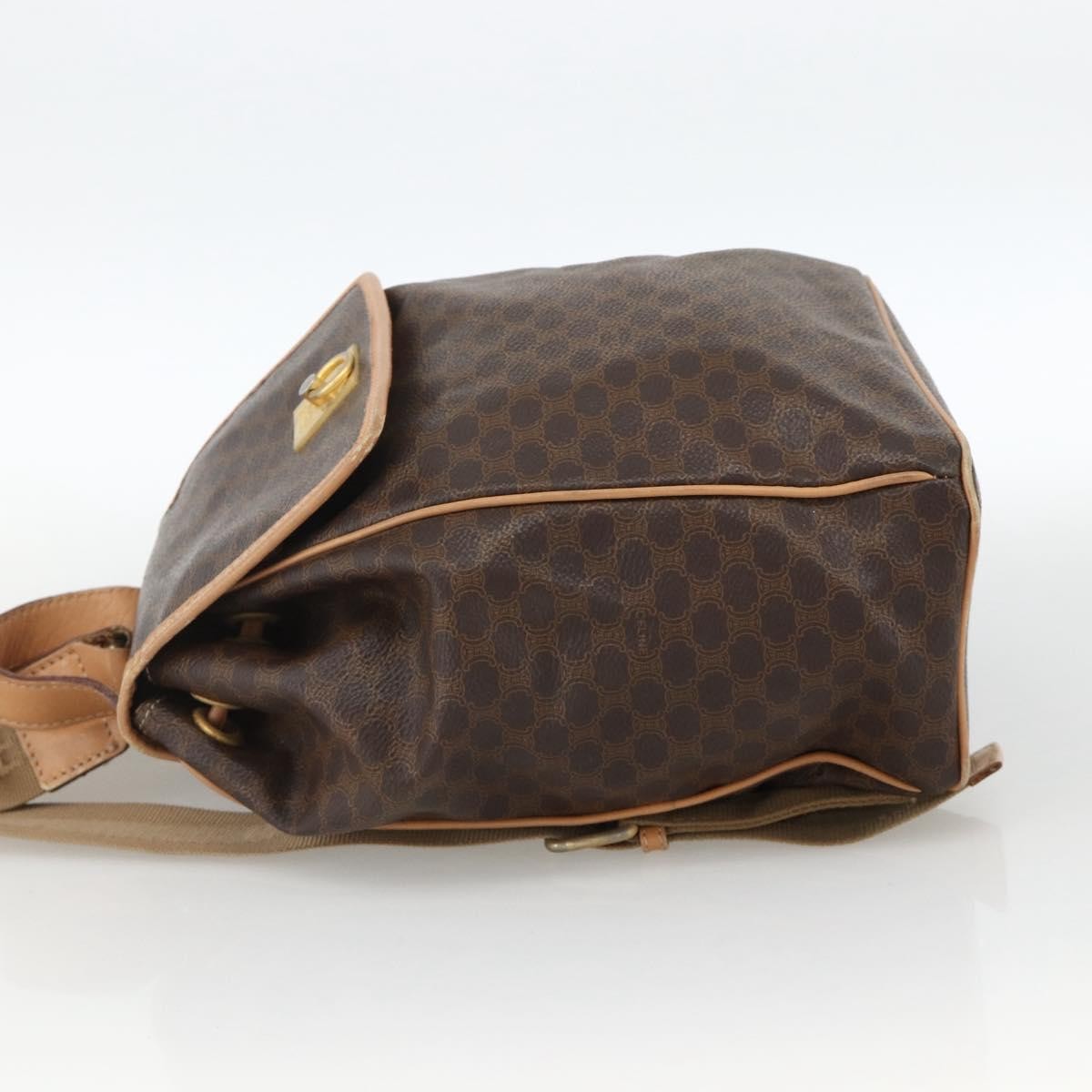 Celine Vintage Drawstring Flap Macadam Coated Canvas Brown Canvas Backpack Bag (Pre-Owned)