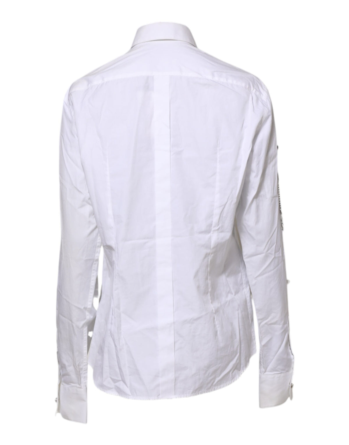 Dolce & Gabbana White Crystal Embellished Collared Shirt Women's Top (Pre-Owned)