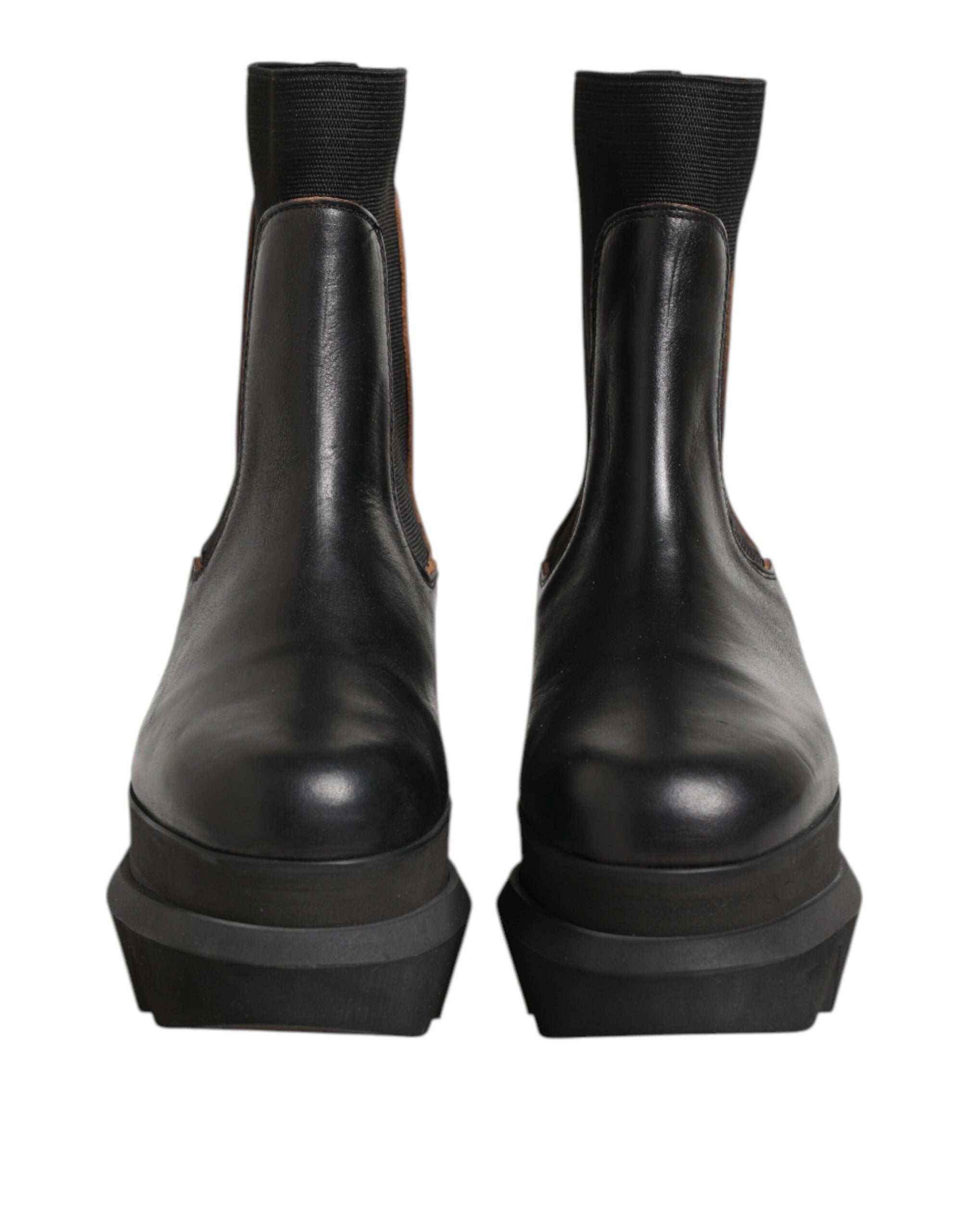 Sacai Black Chelsea Leather Pull On Women Ankle Boots Women's Shoes (Pre-Owned)
