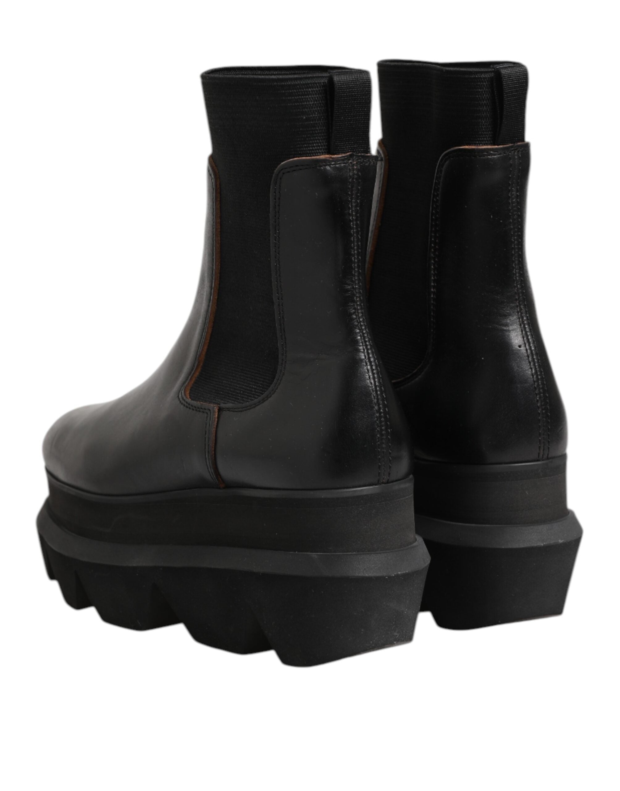 Sacai Black Chelsea Leather Pull On Women Ankle Boots Women's Shoes (Pre-Owned)