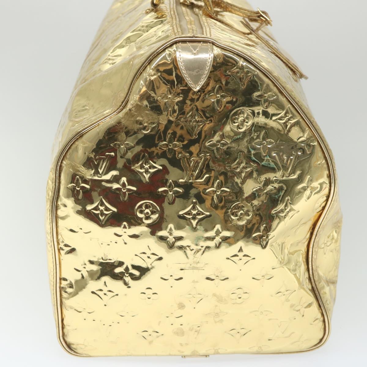 Louis Vuitton Keepall Monogram Miroir Pvc Gold Patent_Leather Travel Bag Bag (Pre-Owned)