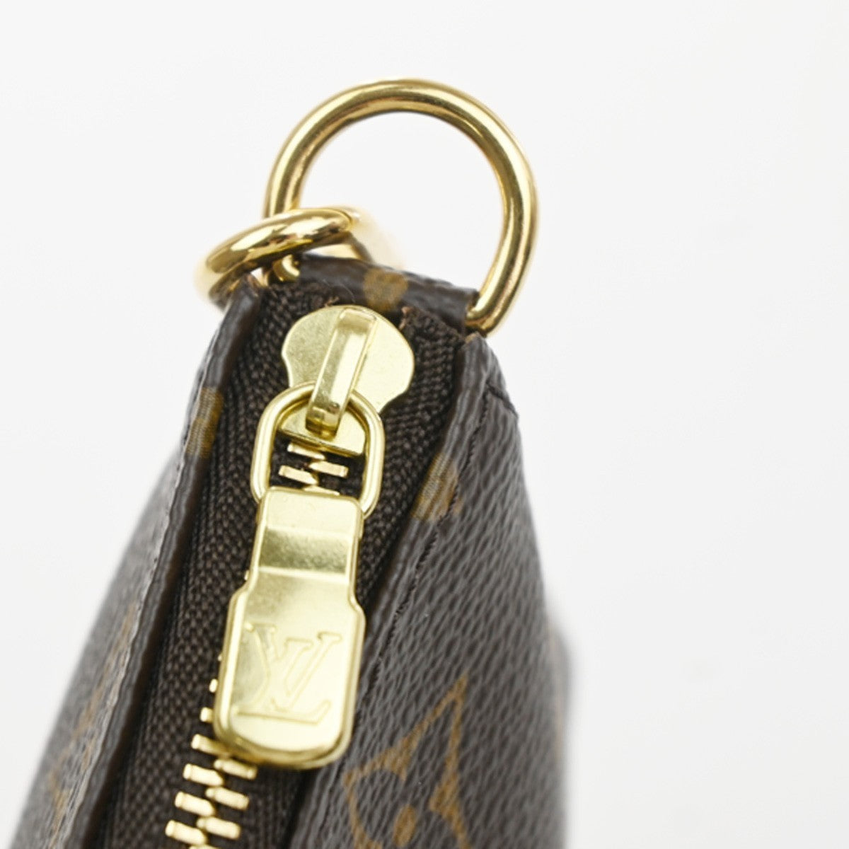 Louis Vuitton Mini Pochette Accessoires Canvas Brown Leather Clutche & Pouche Bag (Pre-Owned)