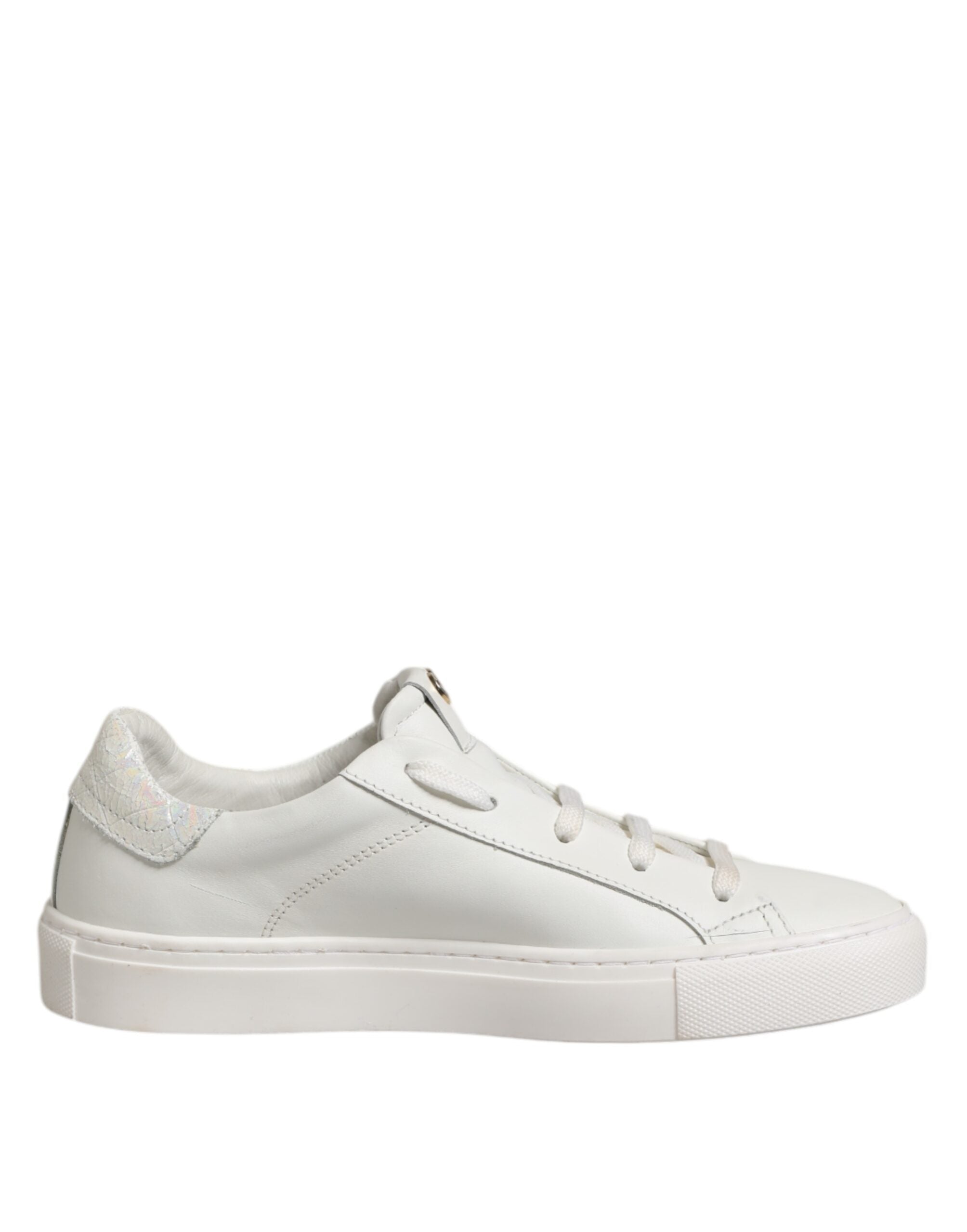 HIDE & JACK White Leather Low Top Lace Up Sneakers Women's Shoes (Pre-Owned)