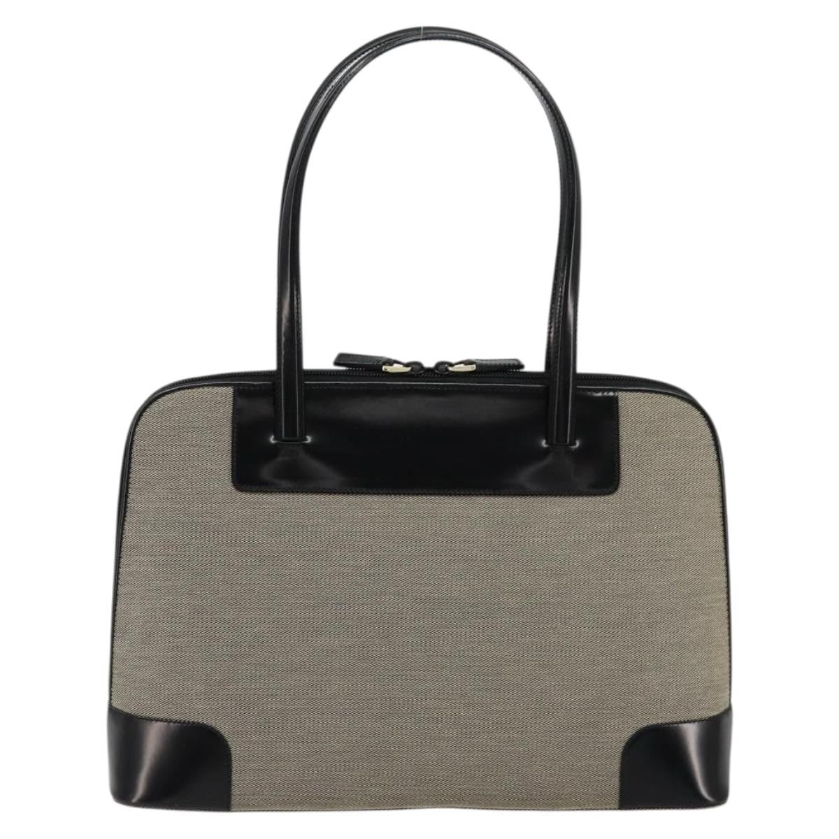 Gucci Open Tote Gg Canvas And Leather Beige Canvas Handbag (Pre-Owned)