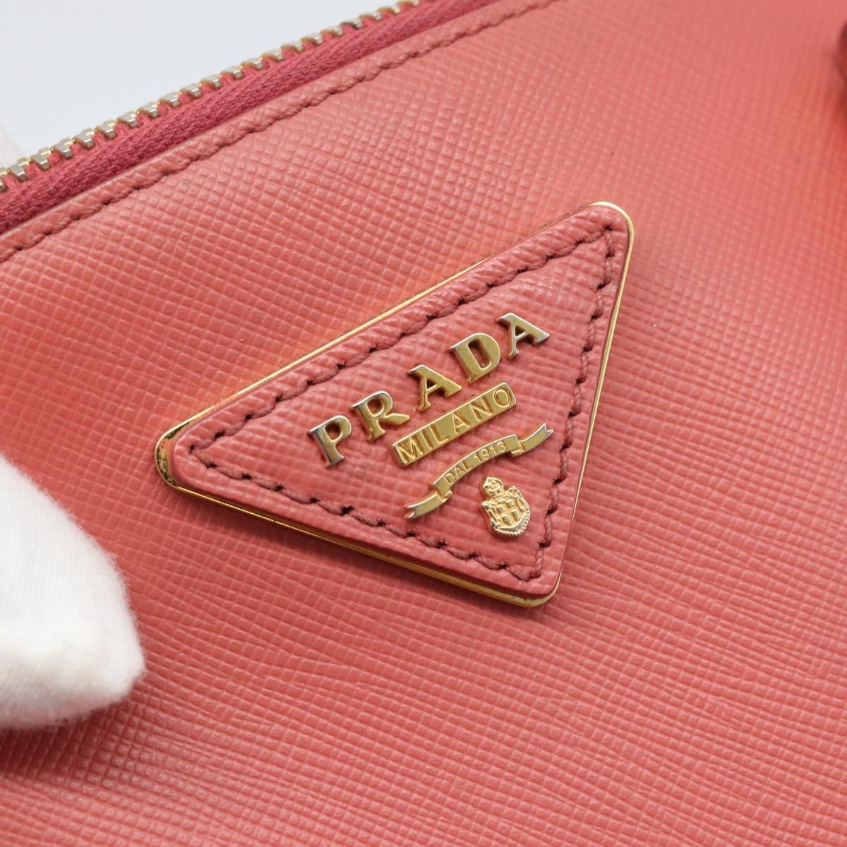 Prada Galleria Double Zip Saffiano Leather Pink Leather Tote Bag Bag (Pre-Owned)