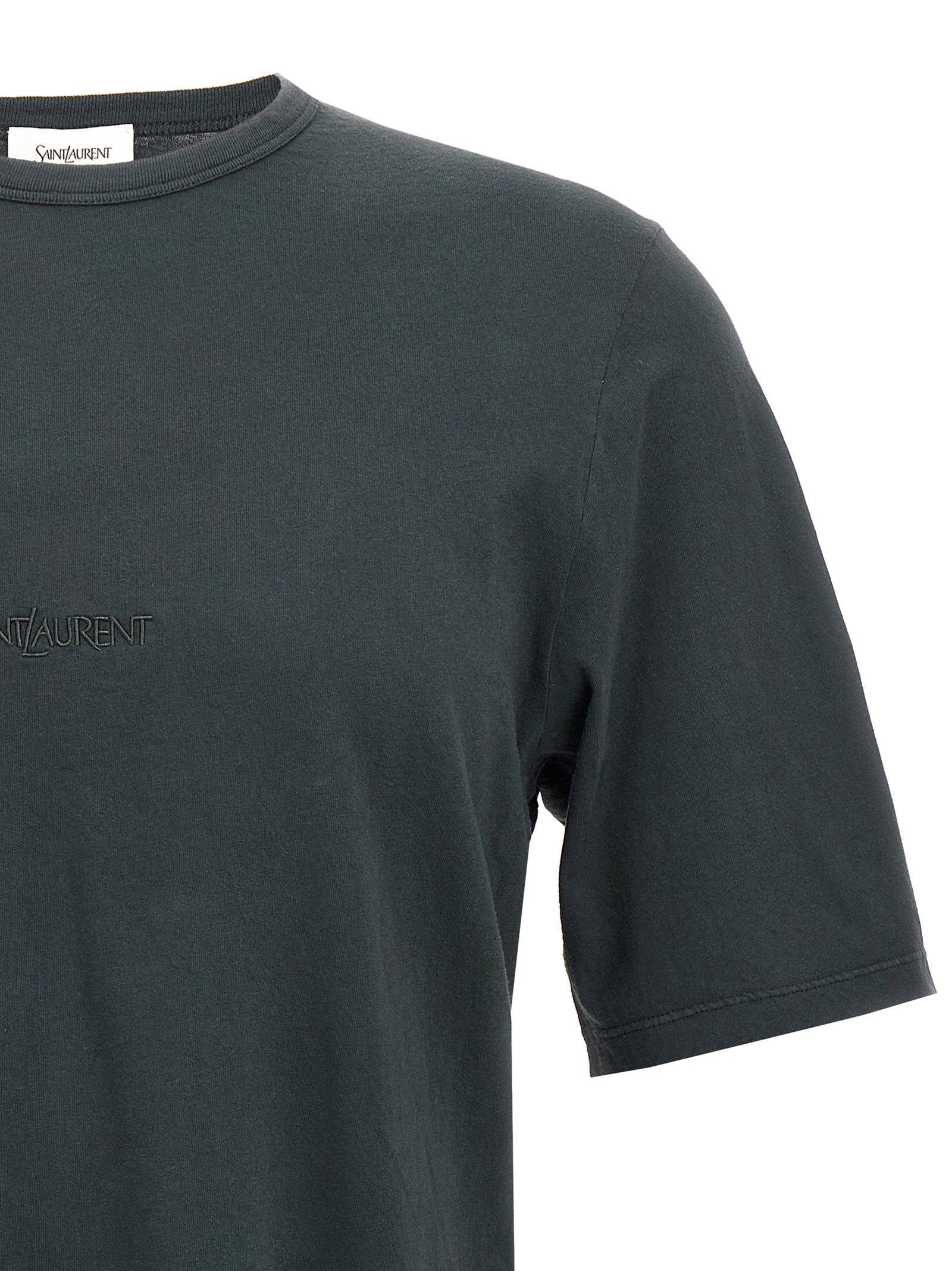 Saint Laurent Men's Logo Embroidery T-Shirt