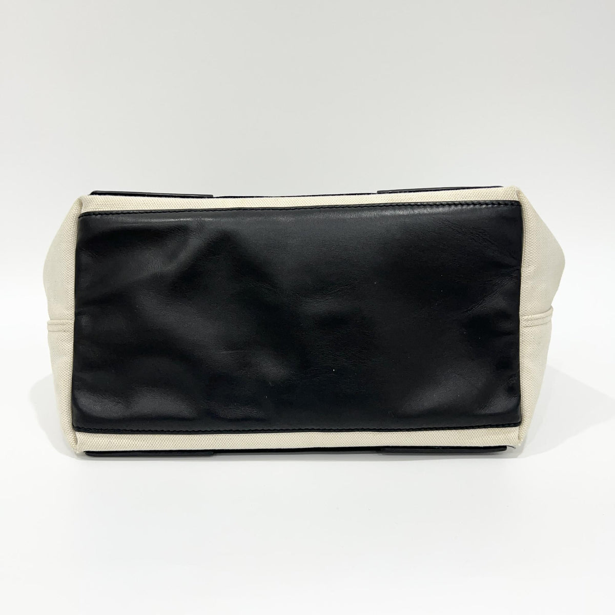 Balenciaga Navy Cabas Canvas With Leather White Canvas Tote Bag Bag (Pre-Owned)