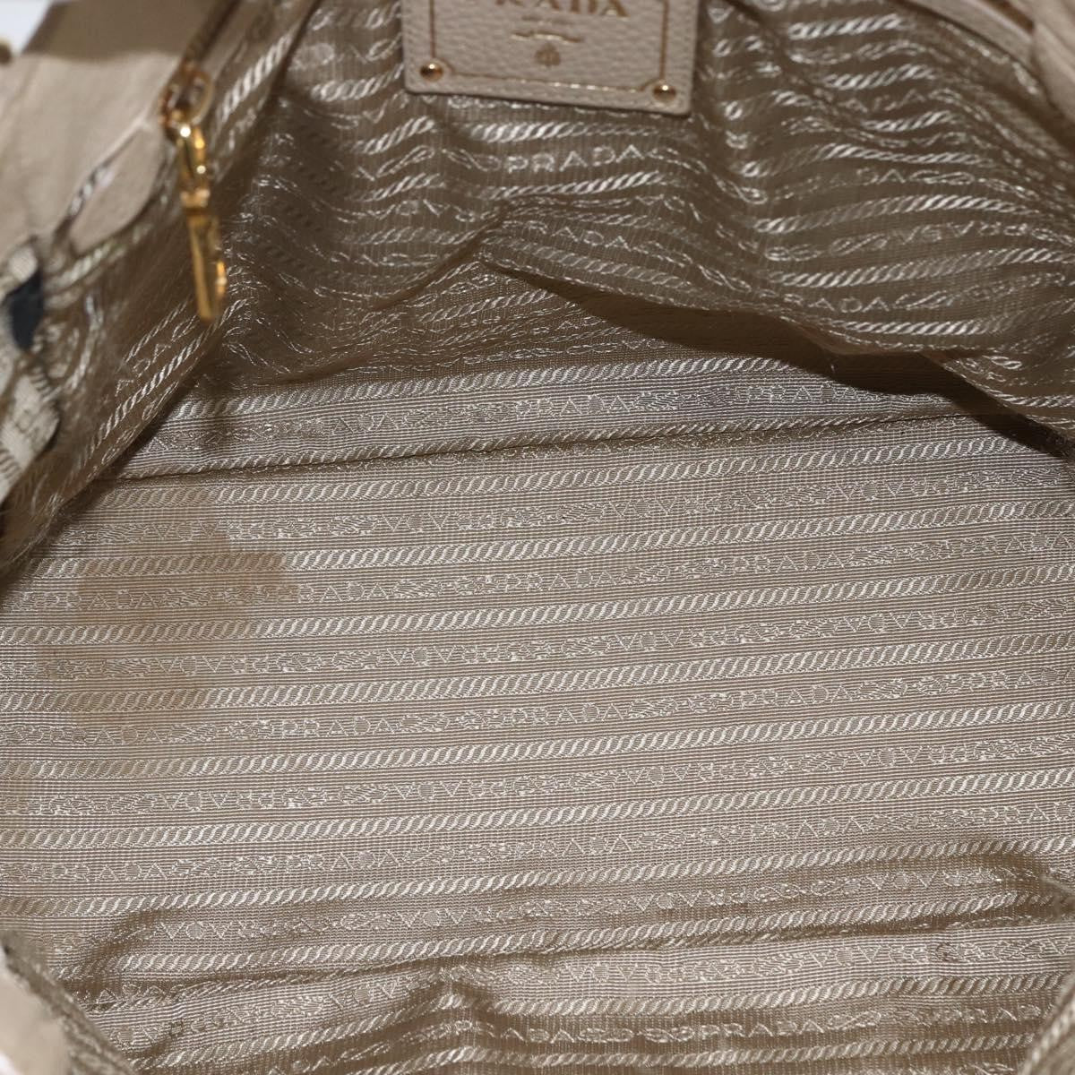 Prada Side Pocket Convertible Vitello Daino Beige Leather Tote Bag Bag (Pre-Owned)