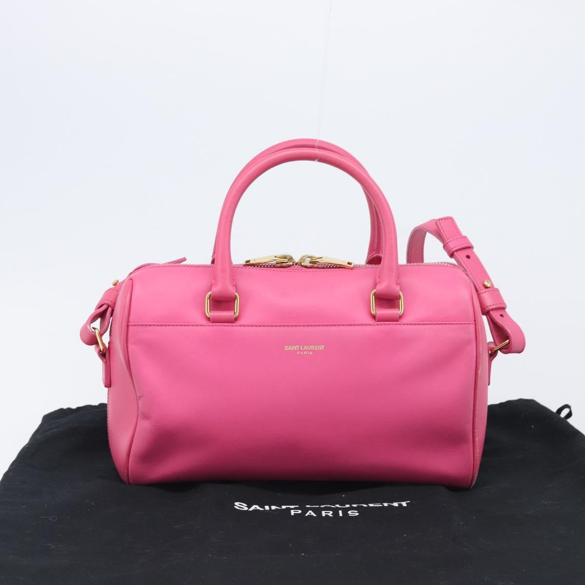 Saint Laurent Classic Duffle Leather Pink Leather Handbag (Pre-Owned)