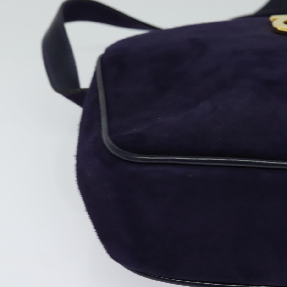 Salvatore Ferragamo Gancini Suede Purple Suede Shoulder Bag Bag (Pre-Owned)