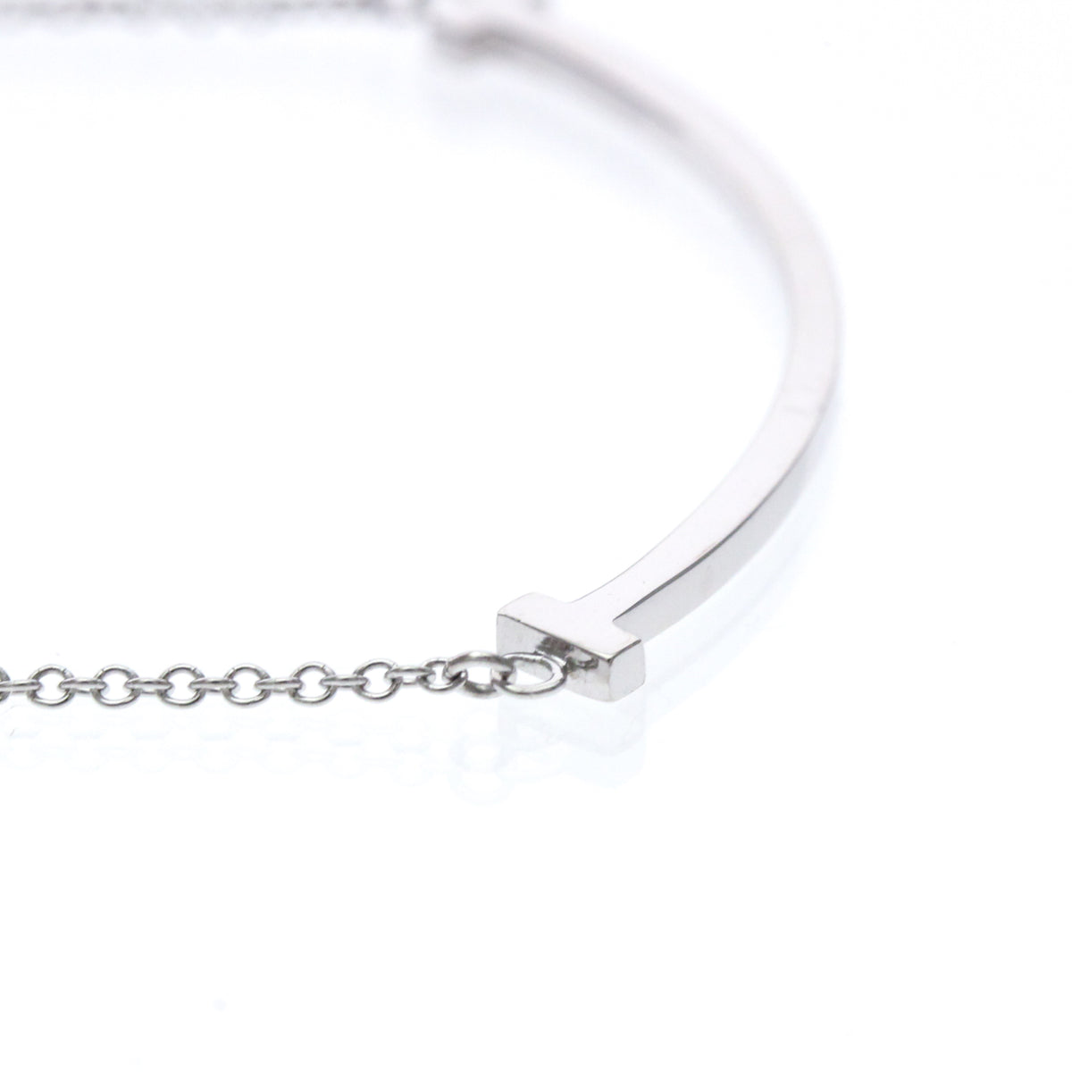 Tiffany & Co. T Smile Pendant 18K White Gold Silver White_Gold Necklace Jewelry (Pre-Owned)