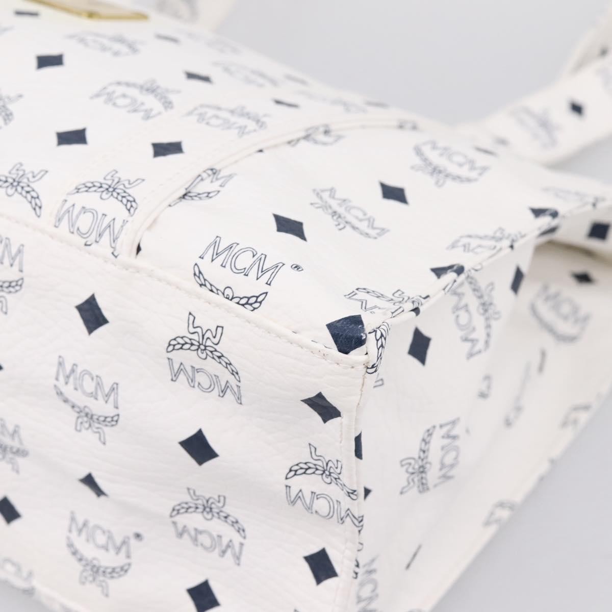MCM Vintage Visetos Canvas White Canvas Tote Bag Bag (Pre-Owned)