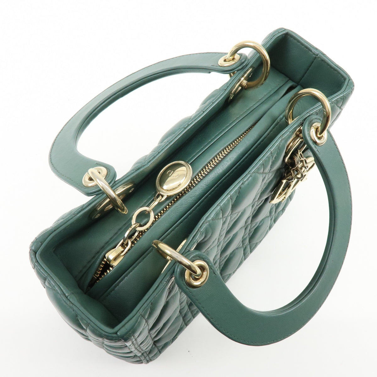 Christian Dior Lady Dior Green Leather Handbag (Pre-Owned)