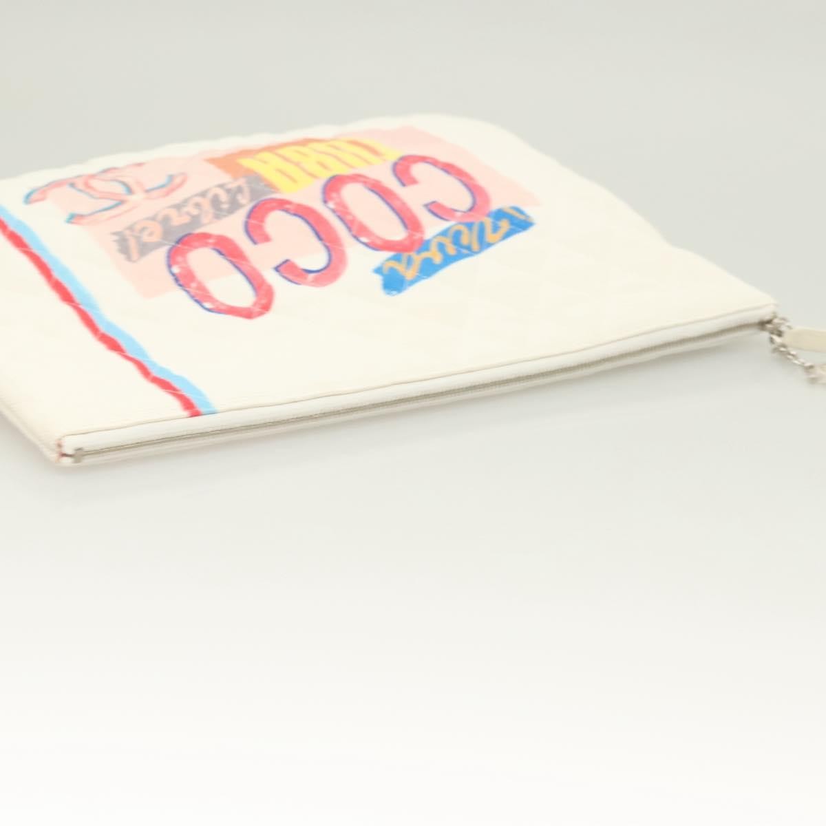 Chanel Coco Cuba Printed Quilted Canvas White Canvas Bag (Pre-Owned)