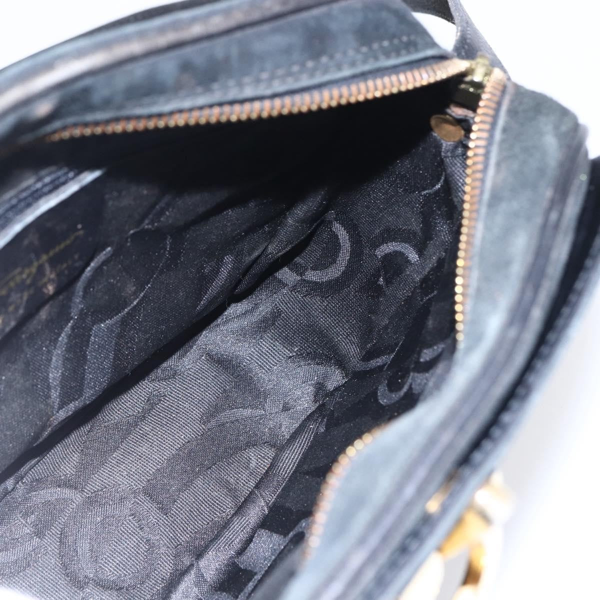 Salvatore Ferragamo Gancini Suede Black Suede Shoulder Bag Bag (Pre-Owned)