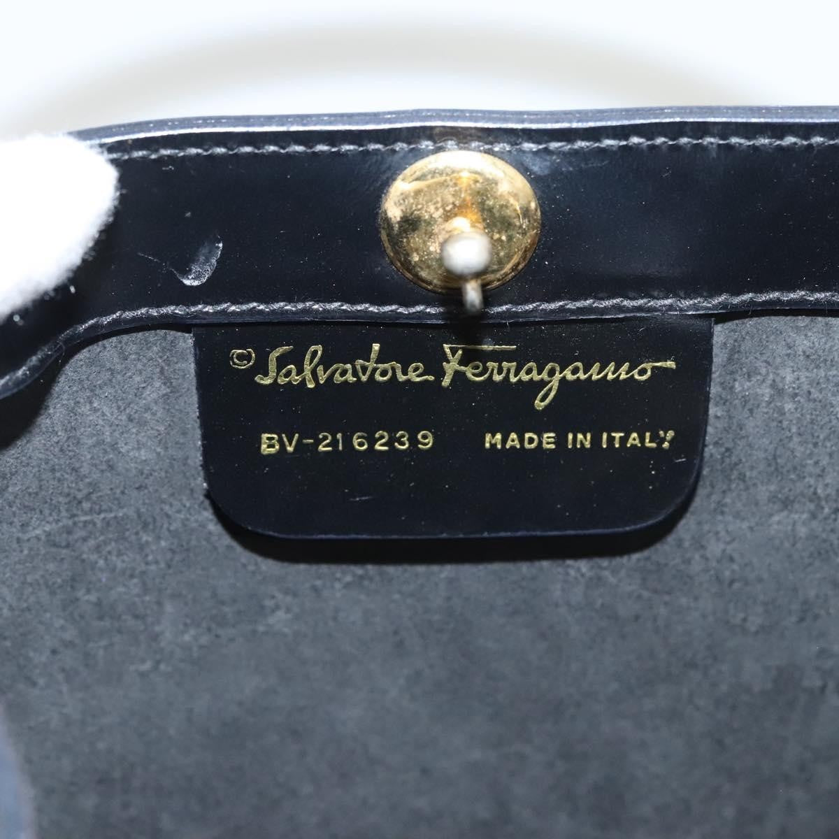 Salvatore Ferragamo Vintage Patent Leather Black Patent_Leather Handbag (Pre-Owned)