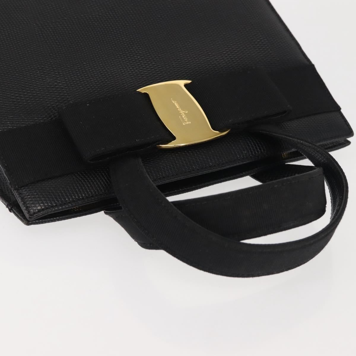 Salvatore Ferragamo Convertible Vara Bow Tote Leather Black Leather Bag (Pre-Owned)