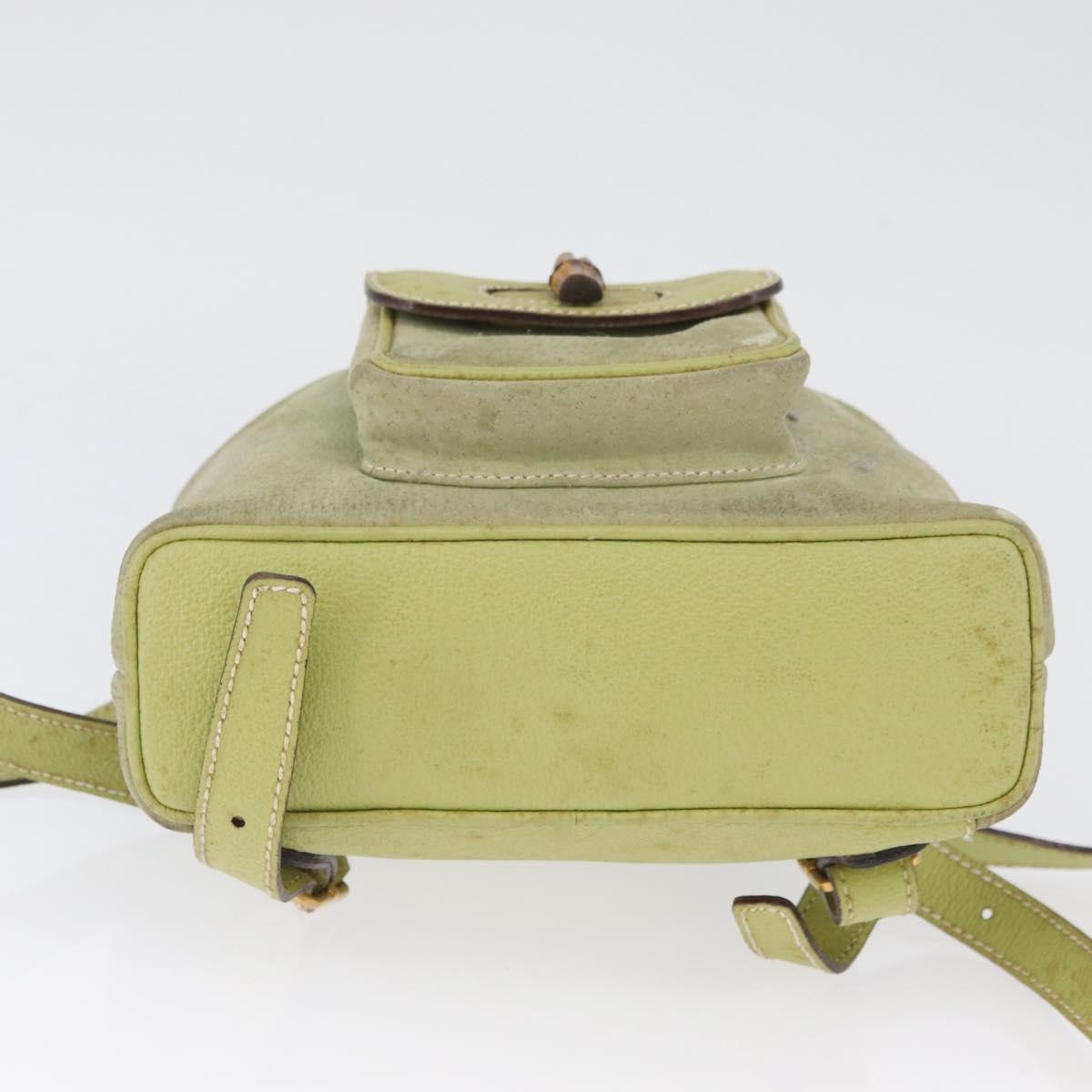 Gucci Gucci Bamboo Daim Green Suede Backpack Bag (Pre-Owned)