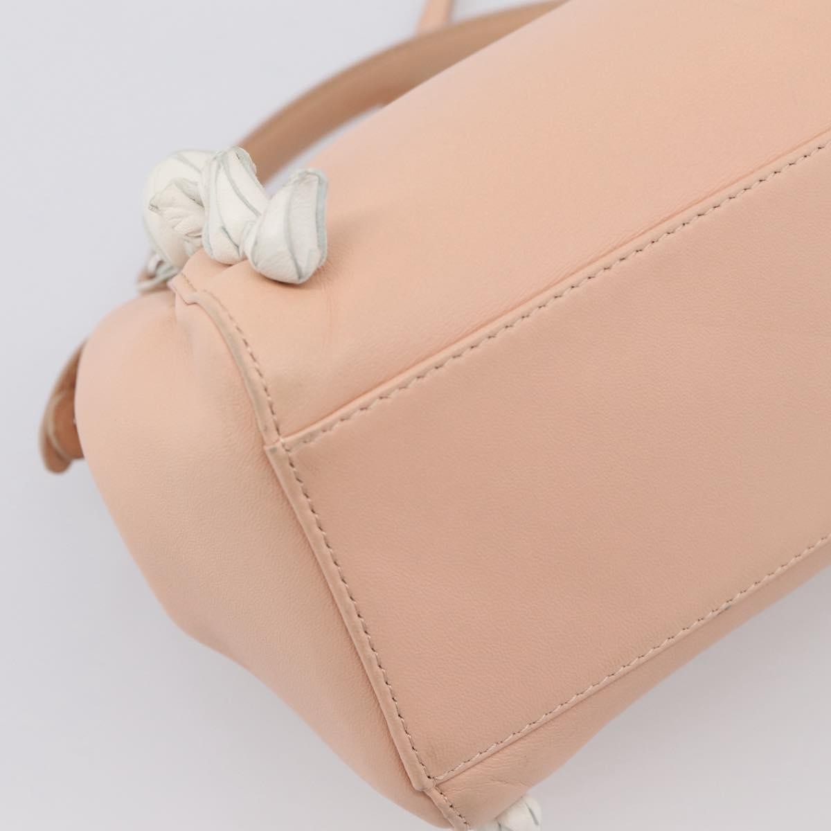 Fendi Rosebud Peekaboo Iconic Leather With Applique Pink Leather Handbag (Pre-Owned)