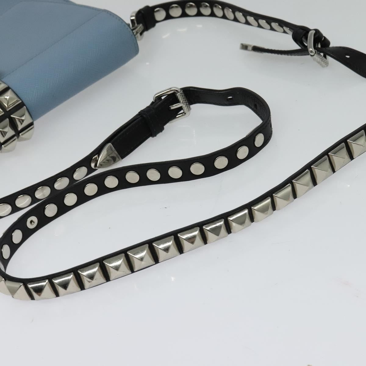 Prada Elektra Studded Leather Blue Leather Shoulder Bag Bag (Pre-Owned)