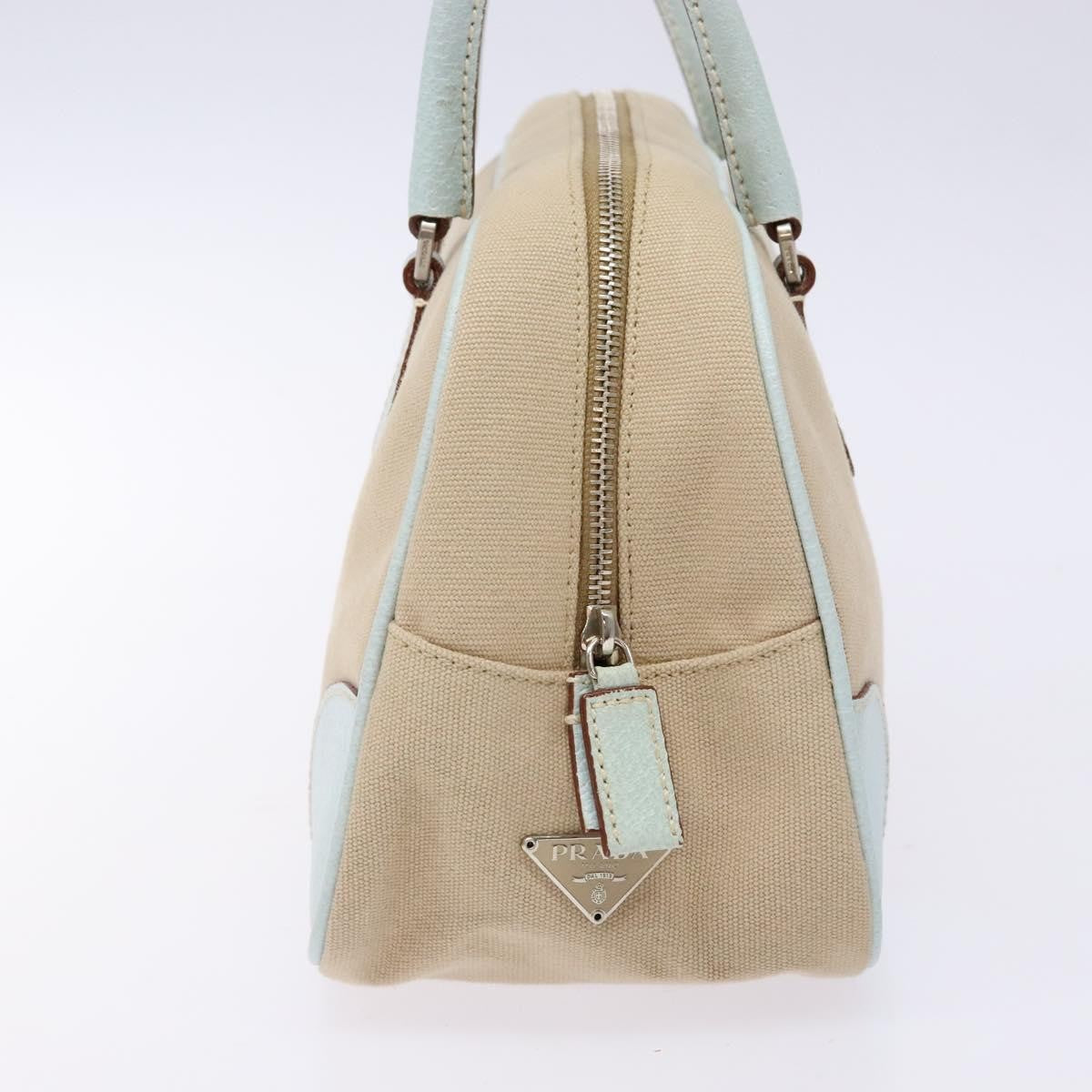 Prada Bauletto Canvas With Leather Beige Canvas Bag (Pre-Owned)