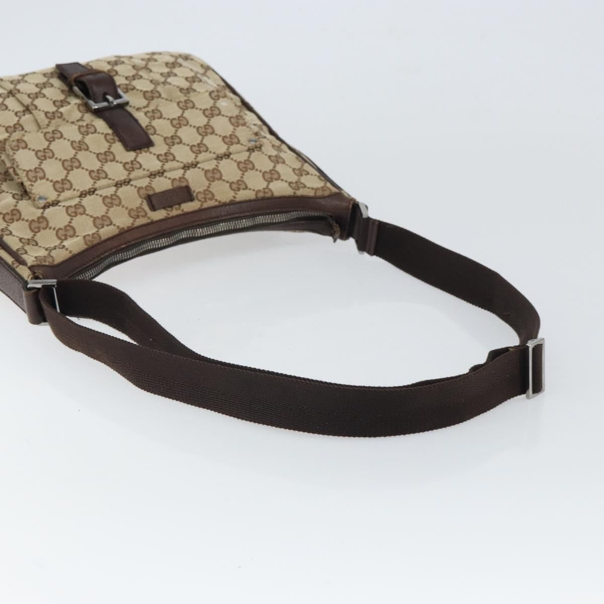 Gucci Vintage Gg Canvas And Leather Beige Canvas Shoulder Bag Bag (Pre-Owned)