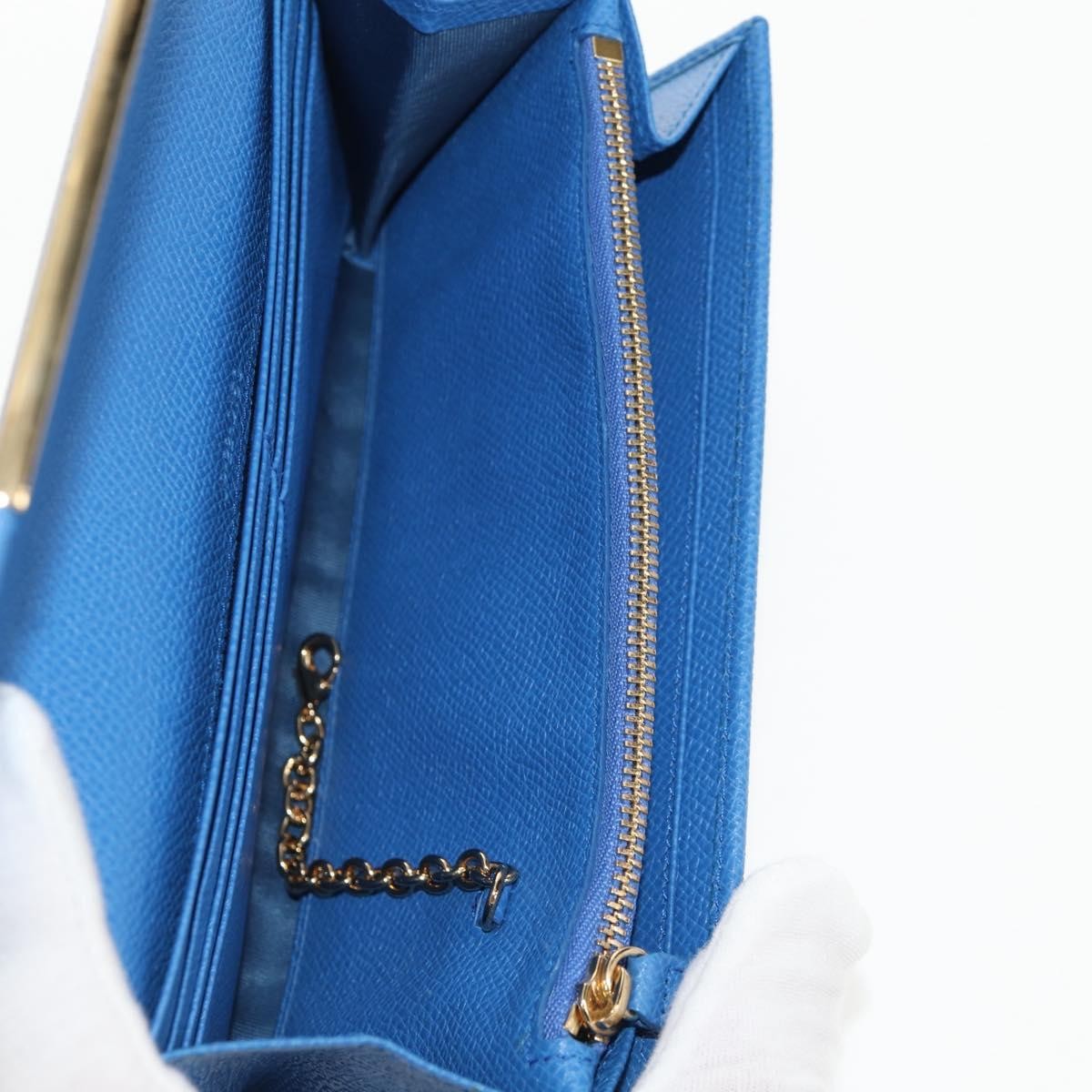 Salvatore Ferragamo Gancini Flap Continental Leather Blue Leather Wallets Accessory (Pre-Owned)