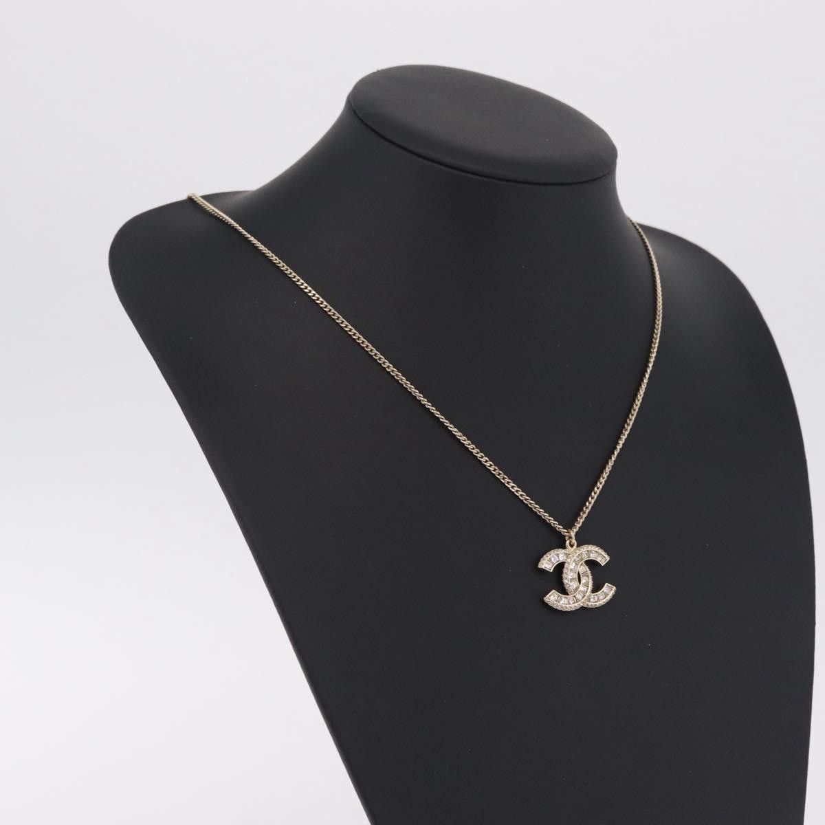 Chanel Multi-Logo Engraved Cc Pendant Metal With Crystals Gold Metal Necklace Jewelry (Pre-Owned)