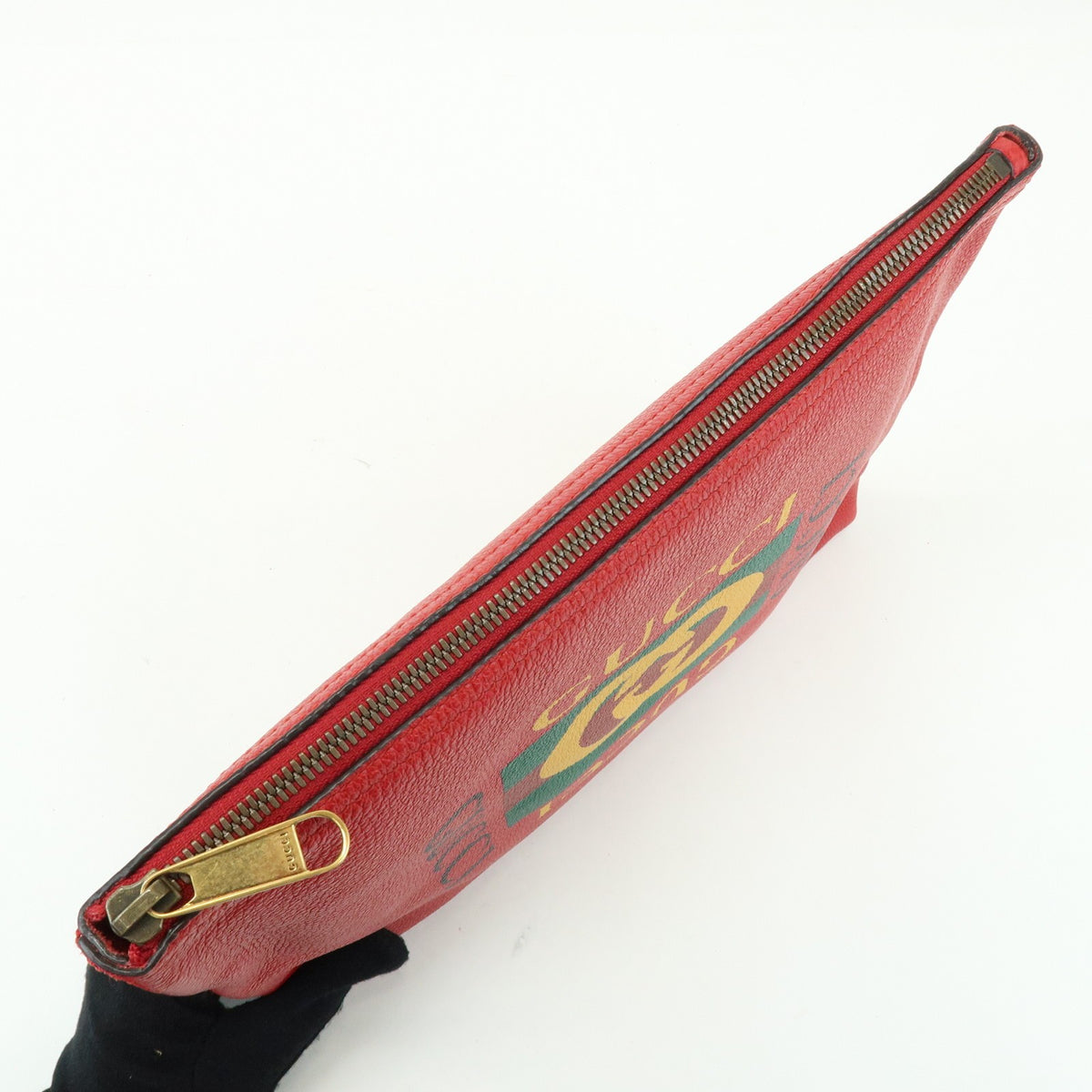 Gucci Logo Portfolio Printed Leather Red Leather Clutche & Pouche Bag (Pre-Owned)