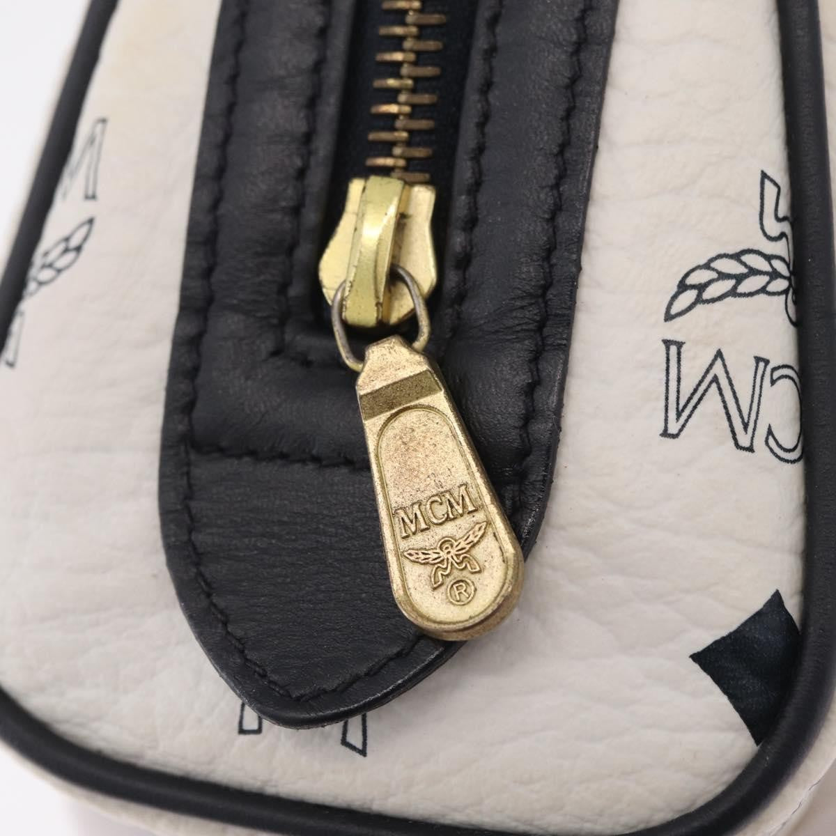MCM Vicetos Logogram Boston White Canvas Travel Bag Bag (Pre-Owned)