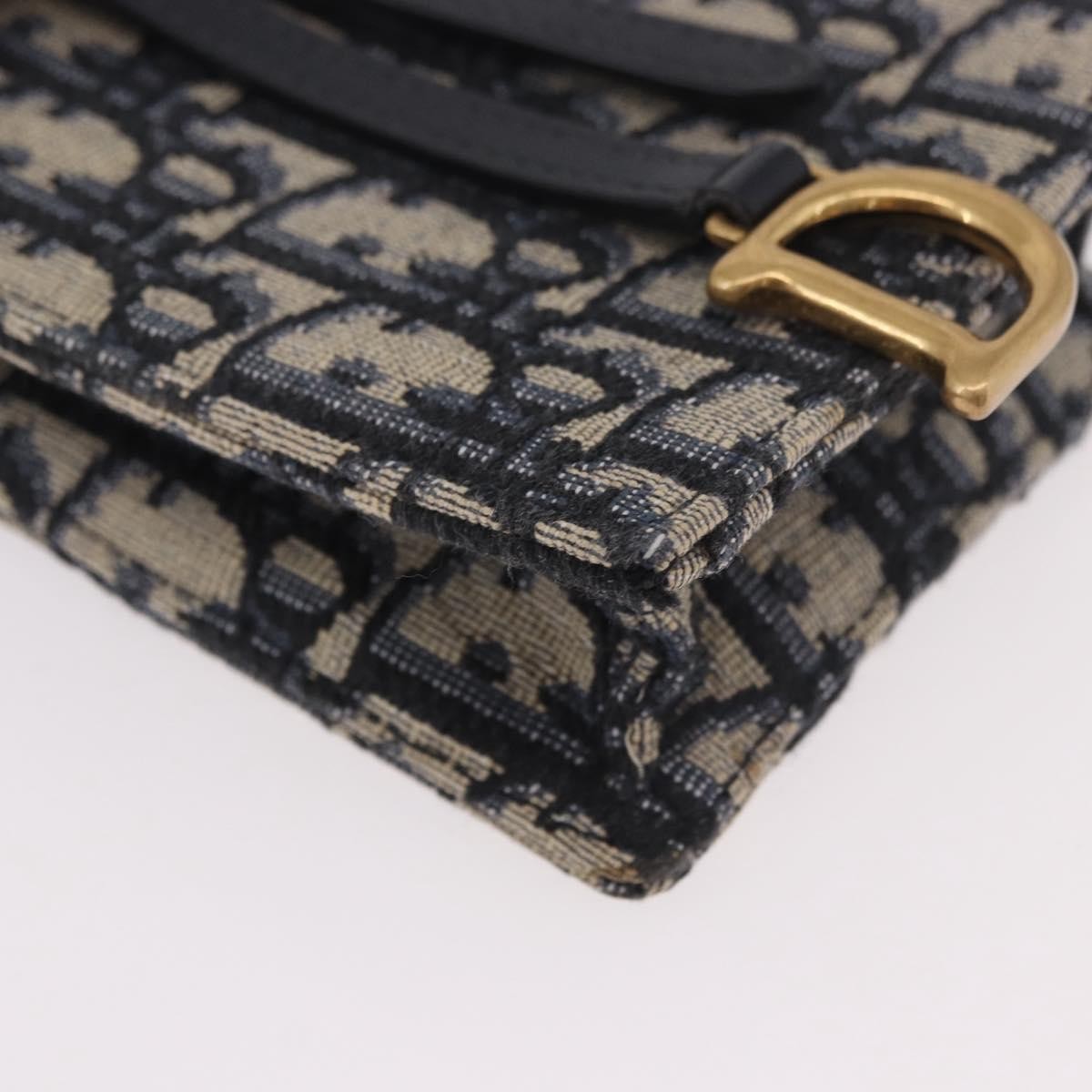 Christian Dior Vertical Saddle Chain Oblique Canvas Navy Canvas Clutche & Pouche Bag (Pre-Owned)