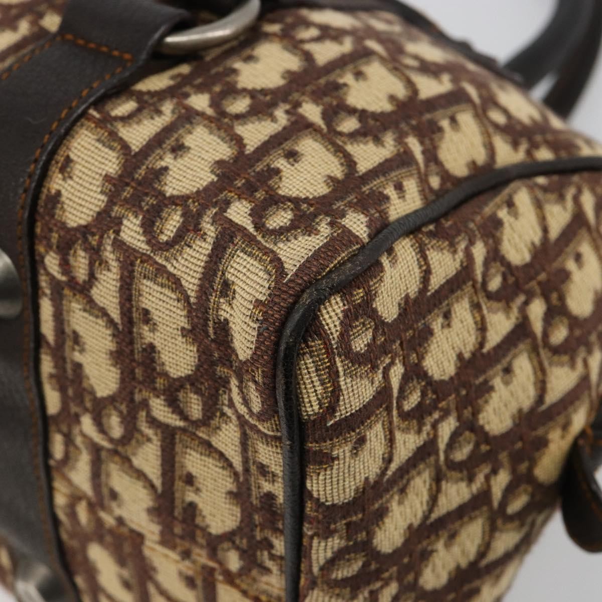 Christian Dior Vintage Cd Trotter Canvas Brown Canvas Handbag (Pre-Owned)