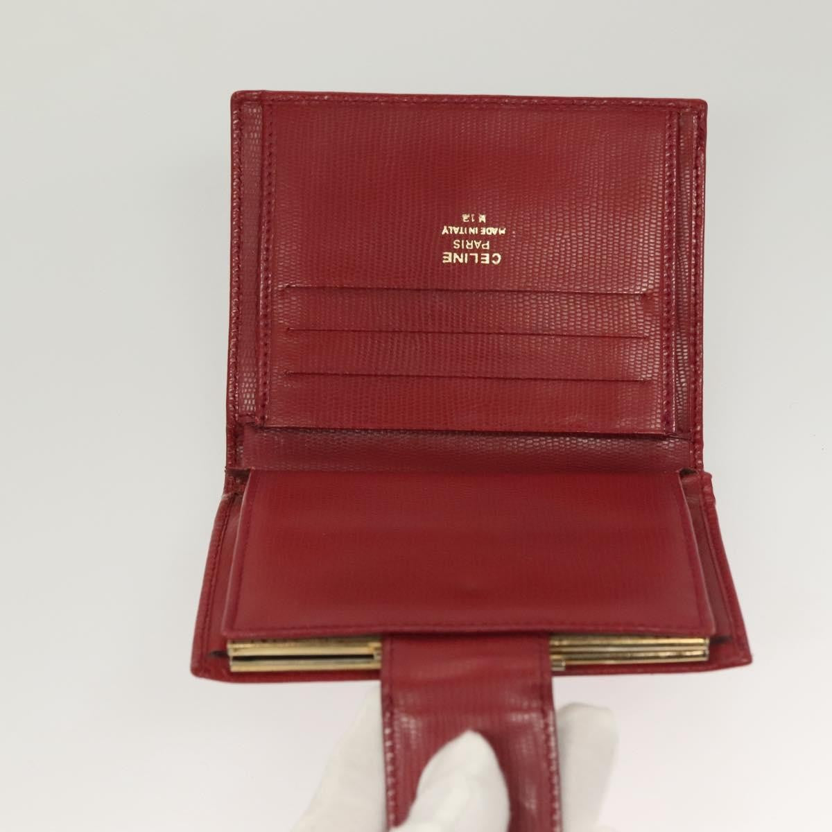 Celine Circle Logo Compact Leather Red Leather Wallets Accessory (Pre-Owned)
