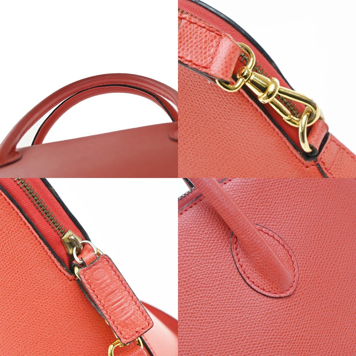 Celine Vintage Convertible Bowler Leather Red Leather Handbag (Pre-Owned)