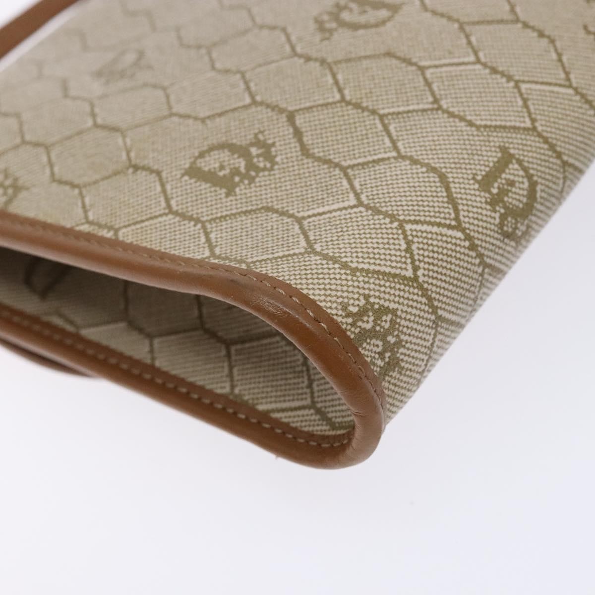 Christian Dior Vintage Honeycomb Flap Coated Canvas Beige Pvc Wallets Accessory (Pre-Owned)