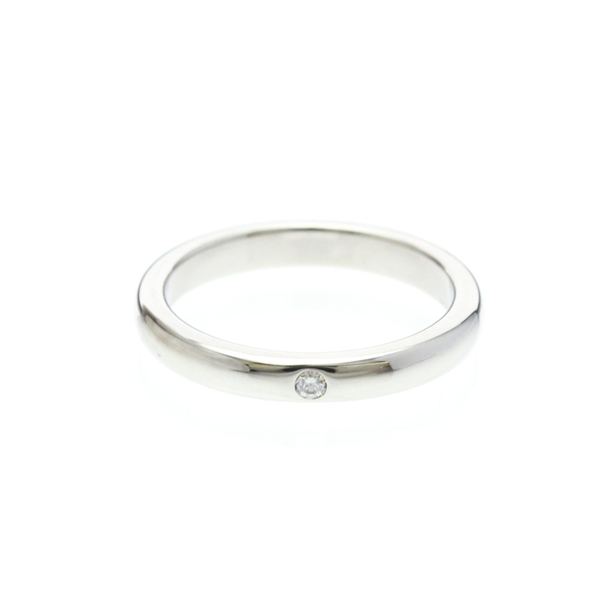 Tiffany & Co. Elsa Peretti 1 Diamond Stacking Band 950 Platinum With Diamond Silver Platinum Ring Jewelry (Pre-Owned)
