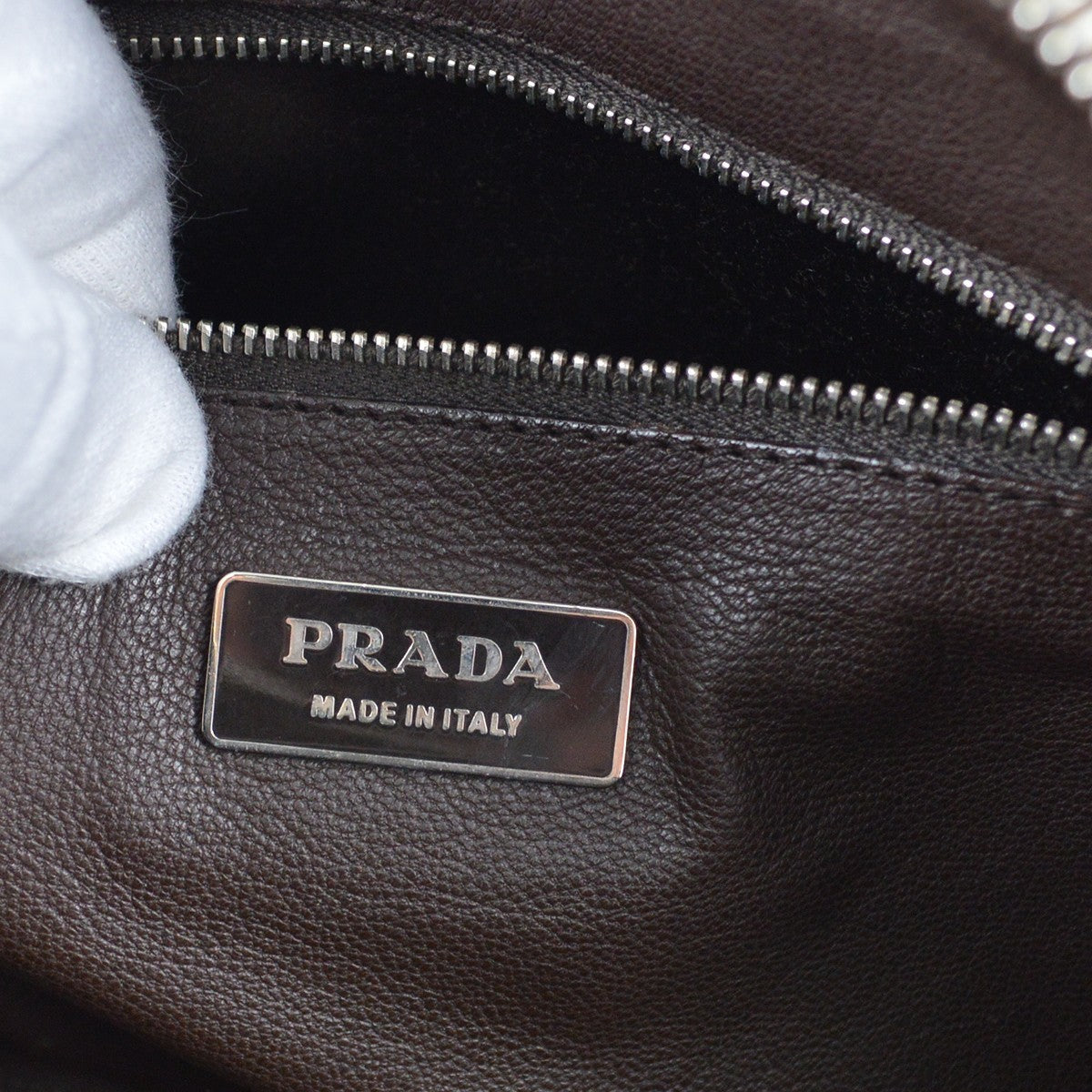 Prada Bauletto Saffiano Leather Beige Leather Handbag (Pre-Owned)