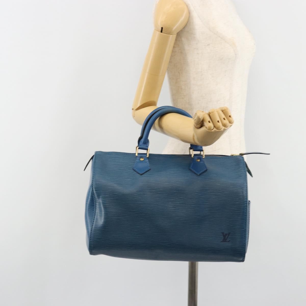 Louis Vuitton Speedy Epi Leather Blue Leather Handbag (Pre-Owned)