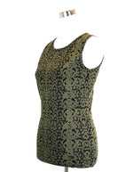 Gucci Women's Green Wool Small Python Printed Blend Tank Top