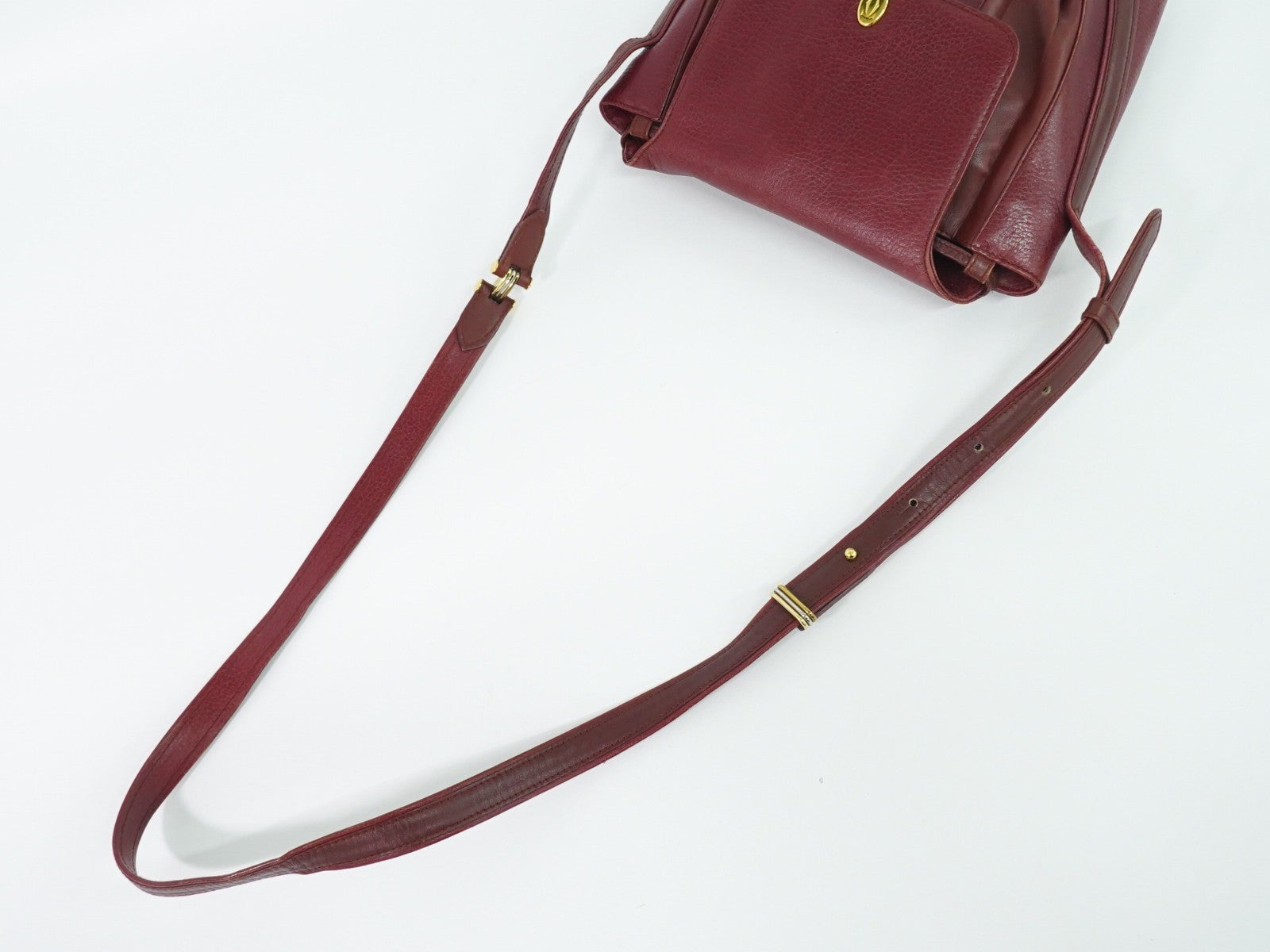 Cartier Vintage Must De Cartier Leather Burgundy Leather Shoulder Bag Bag (Pre-Owned)