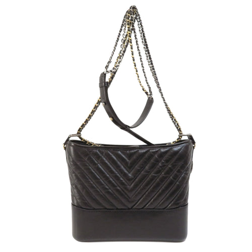 Chanel Gabrielle Black Pony-Style Calfskin Shoulder Bag (Pre-Owned)